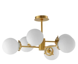 Maxim Lighting C3766SWSBR Bistro 6-Light Satin Brass Chandelier with LED Bulbs - Picture 1 of 5