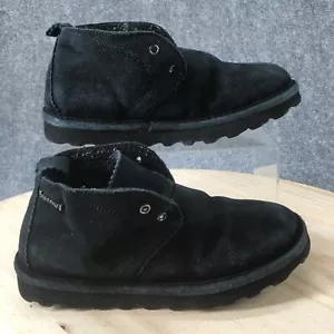 Bearpaw Boots Womens 7 Skye Chukka Ankle Booties Black Cow Suede Lace Up Comfort - Picture 1 of 16