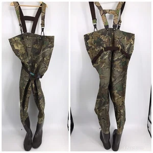 Advantage Mens Fishing Chest Waders w/ Rubber Boots Realtree Oak Camo Sz 13 - Picture 1 of 12
