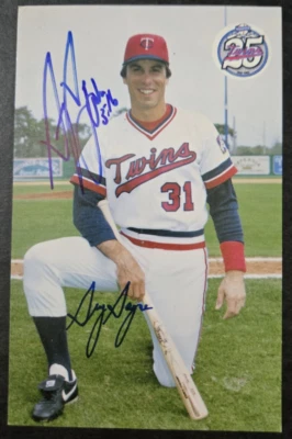 1986 Minnesota Twins Greg Gagne Team Issue cartão postal ASSINADO automático com verso bíblico - Imagem 1 de 4