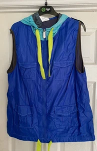 mens blue nylon shine sheen hoodie zumba vest top, new, dance fitness Size small - Picture 1 of 2