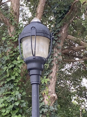 Vintage Black Glass Luminaire Street Light & Pole Lamp, LED NYC, Can Ship Cover