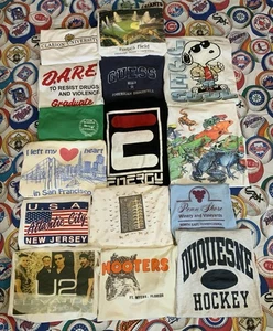 Vintage 80s 90s 15 T-Shirt Bundle Mixed Size Reseller Lot Stained Sports Tie Dye - Picture 1 of 1