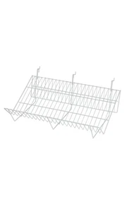 SSWBasics 24" x 12" x 6" White Downslope Grid Shelf for Slatwall & Wire Grid - Imagen 1 de 1