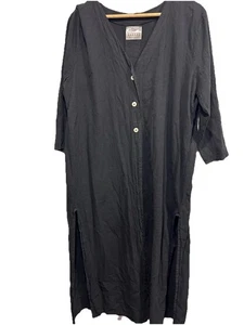 Maria De Guadalajara Long Tunic Top XL Black Artsy Cotton 3/4 Sleeve - Picture 1 of 9