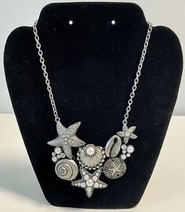 Cookie Lee Boho Muschel Statement Halskette Grob Seestern Perlen Strass  - Bild 1 von 6
