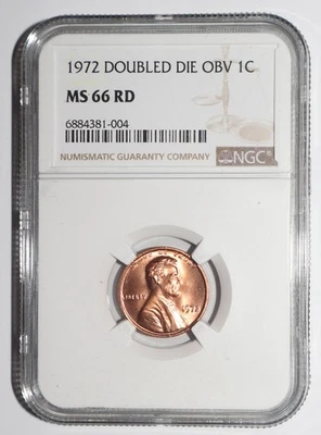 1972 Lincoln Cent Double Die Obverse NGC MS 66 RD FS101 - Image 1 of 3