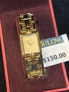 Bulova Quarzuhr 97T37 Damen goldfarben rechteckig Tank Dresswatch neue Batterie - Bild 1 von 12