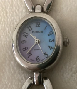 Rumours Watch Womens Oval Rainbow Dial 6.5" Silver-Tone Chain Band New Battery - Picture 1 of 11