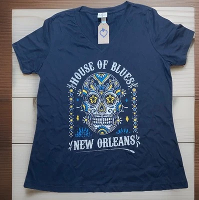House of Blues футболка Новый Орлеан женщин новый Calavera средний Мексика череп HOB - Изображение 1 из 4