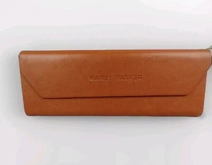 Warby Parker Eyeglass Case Hardshell Triangle Walnut Brown Faux Leather - Picture 1 of 9