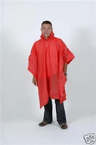 100% Waterproof reusable Rain Poncho with drawstring hood Deluxe Red Groundsheet - Picture 1 of 1
