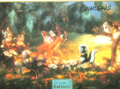 MARC DAVIS Signed BAMBI WALT DISNEY Animation drawing cel LITHOGRAPH PRINT - Image 1 of 3