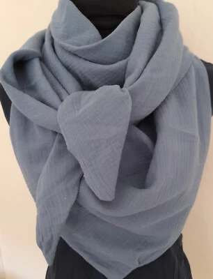 Loop - Schal ca. 25 x 130 oder Dreieckstuch ca. 130 x 130 cm uni jeansblau - Bild 1 von 2