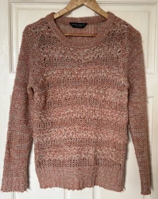 Dorothy Perkins Womens UK 12 Knitted Jumper Crochet Inspired Pink Dusty Rose - Image 1 of 4