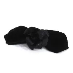 CHANEL Velour Satin Camellia Ribbon Barrette Hair Clip authentic from JP - Picture 1 of 8