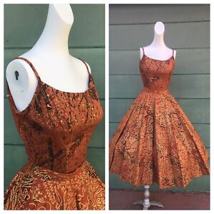 Maya De Mexico 1950’s Vintage 50s Mexican Sequined Circle Skirt Dress Top XS S