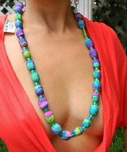 VINTAGE Joan of Art 1980s Original Handcrafted by Bohemian  Retro Necklace - Picture 1 of 3