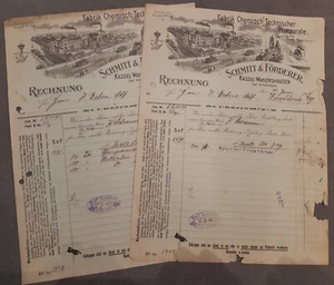 2 Uralte Rechnungen,Kassel,Schmitt & Förderer,Fabrik Chem Praeparate 1906 - Picture 1 of 2