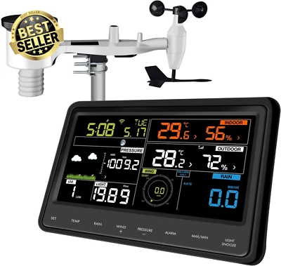 WS2910 Wi-Fi Weather Station with Color Display 7-in-1 Solar Powered Sensor - image 1 of 4