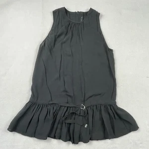 LAMB Gwen Stefani Mujer Top 4 Negro Seda Volantes Sin Mangas Cremallera Peplum RARO NUEVO - Imagen 1 de 20