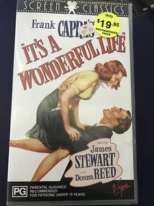 IT'S A WONDERFUL LIFE - James Stewart Donna Reed VHS -PAL PG 1989 VIDEO - Picture 1 of 3