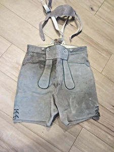 Genuine Leather Authentic Men Boys German Liederhosen 30" w Suspenders - Picture 1 of 7