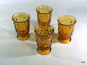 4 NICE 4 OZ JUICE GLASSES of AMBER FOSTORIA COLONY INDIANA WHITEHALL CUBIST - Picture 1 of 7