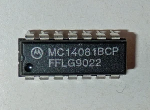 10 Stück CMOS-Schaltkreise MC14081BCP– 4x2-fach AND, DIP14 - Bild 1 von 1