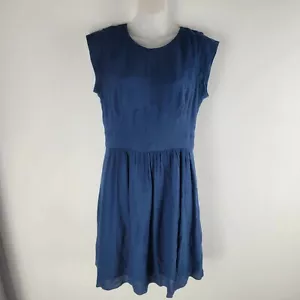 Rebecca Taylor womens sleeveless fit and flare dress blue back zip mini sz 8 - Picture 1 of 6