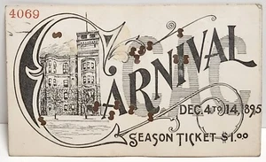 1895 Karneval Dauerkarte Pass für 4.-14. Dezember Verlosung Preise Verso C3 - Bild 1 von 2