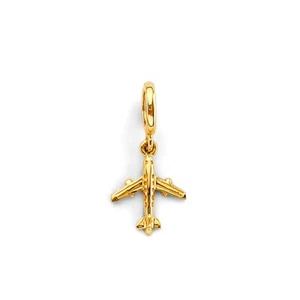 Small Tiny 14k Gold Airplane Pendant for Mix&Match Bracelet or Chain Mens Womens - Picture 1 of 1