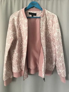 Victoria Beckham Ladies Pink White Patterned Bomber Jacket Size - XL - Picture 1 of 4
