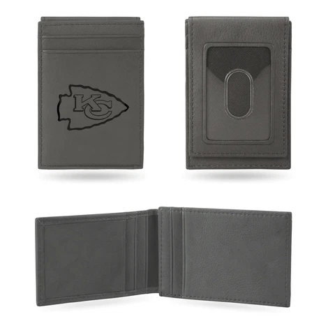 NFL LOS ANGELES CHARGERS WALLET GRAY FRONT POCKET LASER ENGRAVED Cover