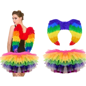 Rainbow Parrot Tutu Costume Feather Fancy Dress Outfit Bird Fairy Party NEW UK - Picture 1 of 11