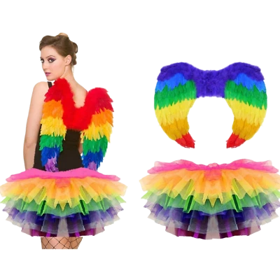 Rainbow Parrot Tutu Costume Feather Fancy Dress Outfit Bird Fairy Party NEW UK - Image 1 of 4