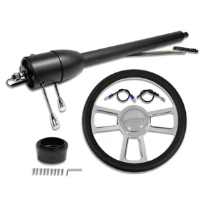 For GM 9 Holes 28" Manual Steering Column No Key & 14" Steering Wheel w/ Button - Picture 1 of 5