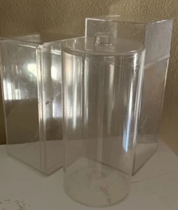 3 Kunststoff Aufbewahrung Display Würfel Zylinder Kunststoffprodukte TY Puppen Sammlerstück - Bild 1 von 7