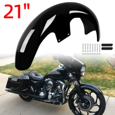 Vivid Black 21" Wrap Front Fender For Harley Touring Road Glide Road King Bagger Foto 1 de 4