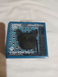 Advanctech Black Cool Cat Airpods Case For Apple Airpods Series 1/2-New - Picture 1 of 4