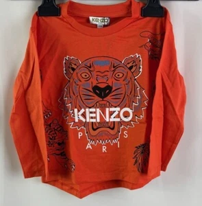 Kenzo Kids Tiger LS T Shirt, Orange, Size 2A/86, New - Picture 1 of 2