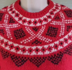 J Jill Women's Nordic Fair Isle Sweater Red Wool Blend Size S Small - Picture 1 of 5