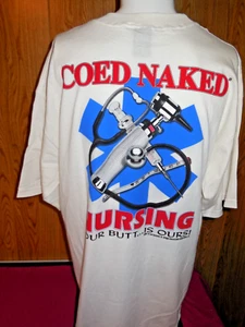 Y8 Vtg 90s Coed Naked Nursing Medicine Size XL Single Stitch Tee T-shirt - Picture 1 of 5