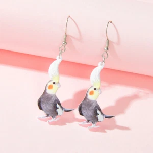 Lightweight Acrylic Parrot Resin Bird Dangling Elements Earrings Party Jewellery - Picture 1 of 4