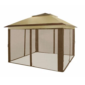 CROWN SHADES 11x11' PopUp Gazebo Shelter w/Mosquito Net Walls Beige/Coffee(Used) - Picture 1 of 7