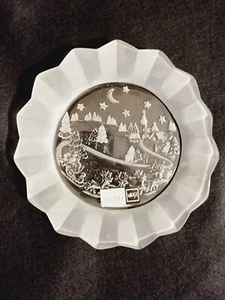 Mikasa Christmas Silent Night Frosted Glass Serving Dish Plate Platter - Germany - Picture 1 of 7