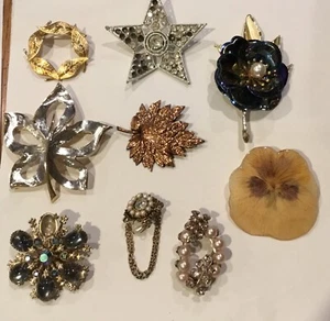 Lote De Colección De 9 Broches Media Mixta Dorado Tono Plata L625 - Imagen 1 de 5