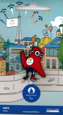 Pin Olímpico de Verano París 2024 - mascota recortada - Frigias - insignia b Foto 1 de 2