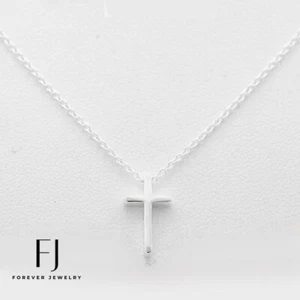 Damen 925 Italien Sterlingsilber Kreuz Mini Anhänger 16"-18" Halskette + Box - Bild 1 von 3