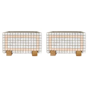 2x Urban Brix Rectangular White/Pink 26cm Concrete Planter Flower Pot Decor - Picture 1 of 1